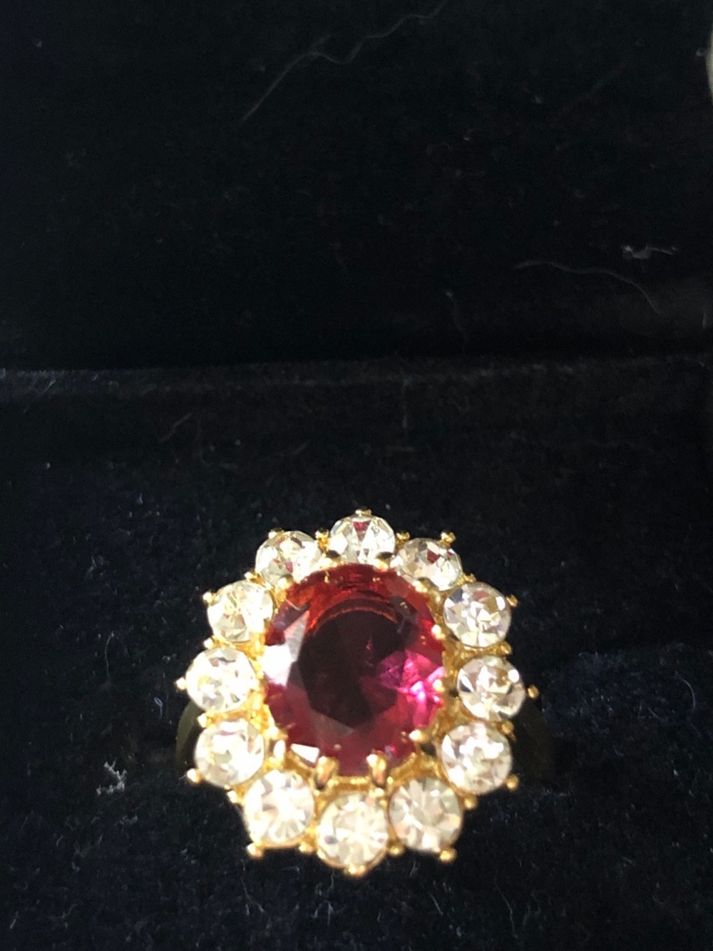 Victorian style 14k plated ruby cubic zirconia ring